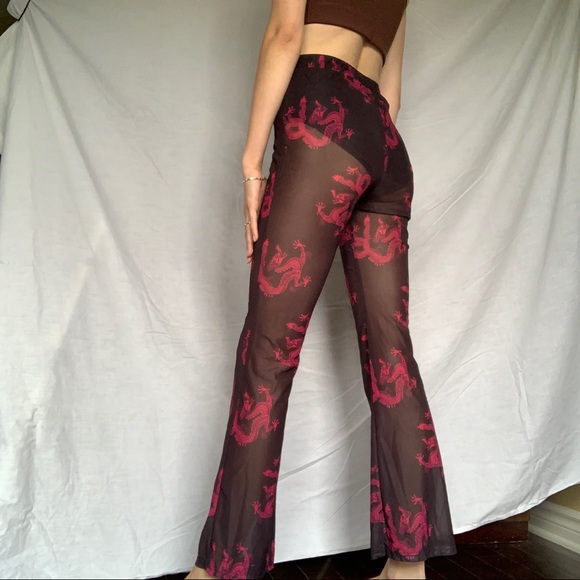 Dragon Printed Mesh Pants w Built in Undershorts - Picture 4 of 8